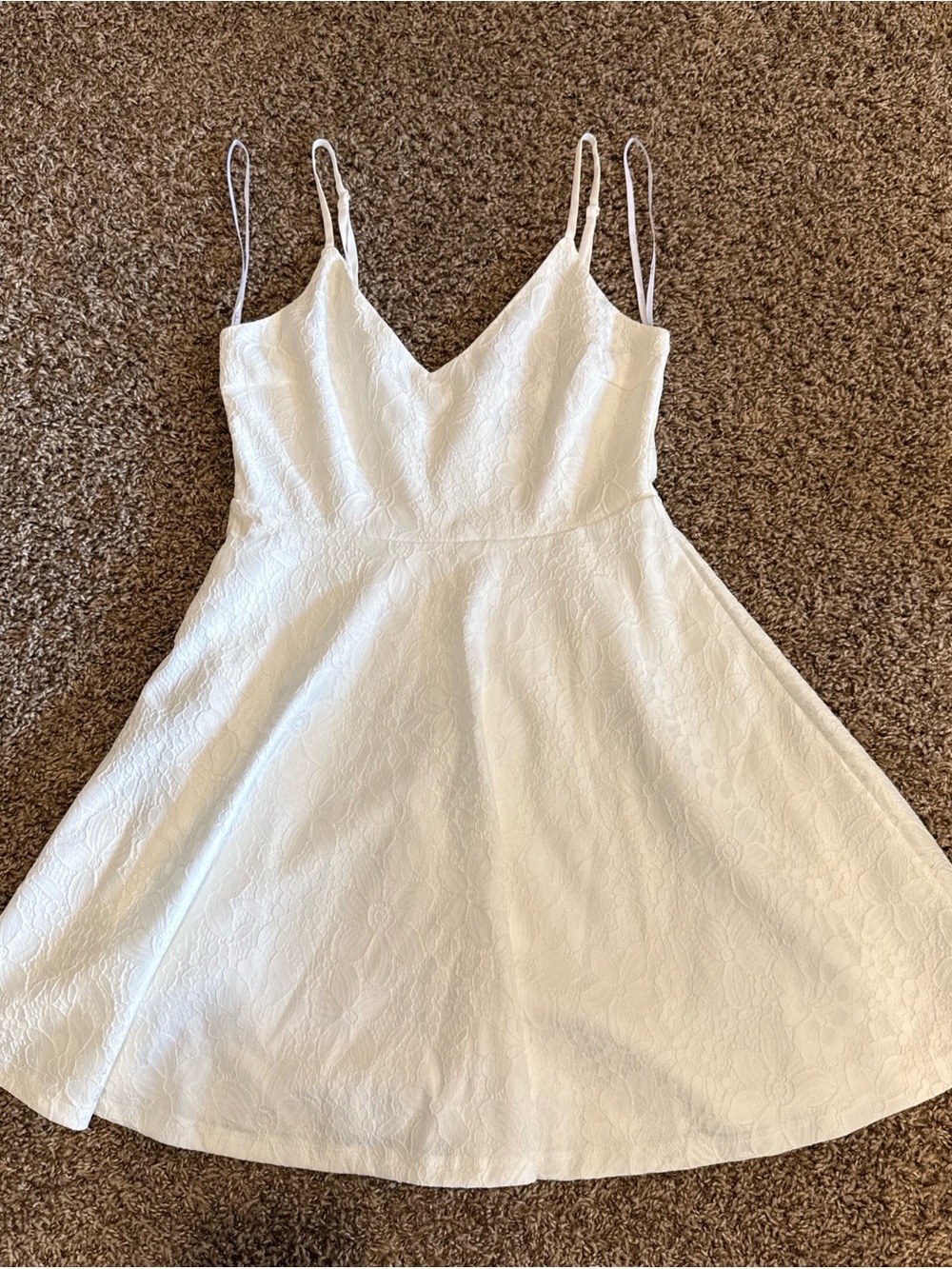 Lulu's Ivory Textured Spaghetti-Strap Mini Dress
